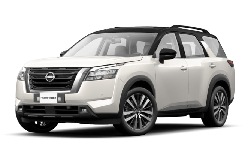نيسان باثفايندر بيرل وايت ترايكوت ويذ سوبر بلاك روف