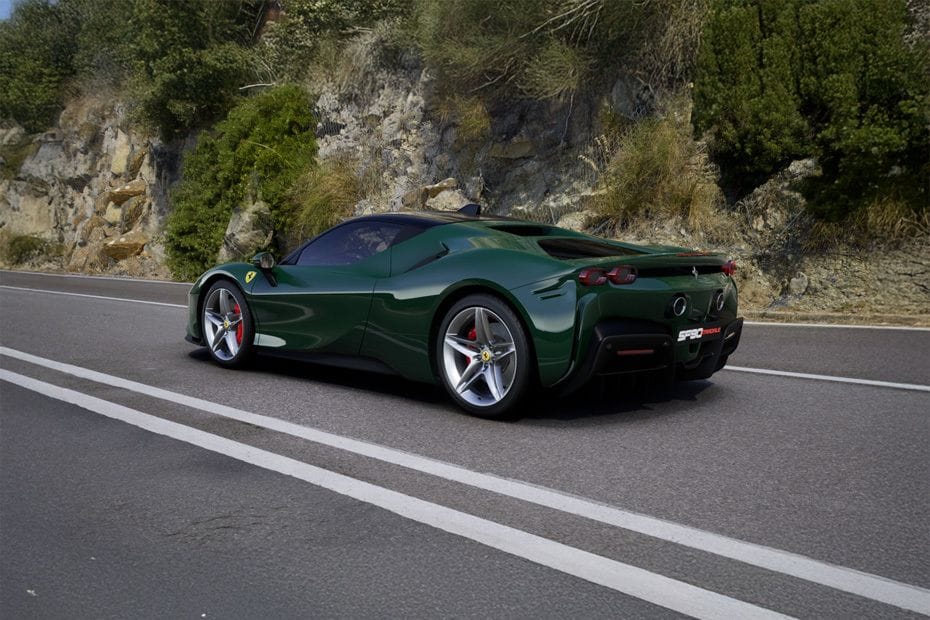 Rear Cross Side View of Ferrari SF90 Stradale