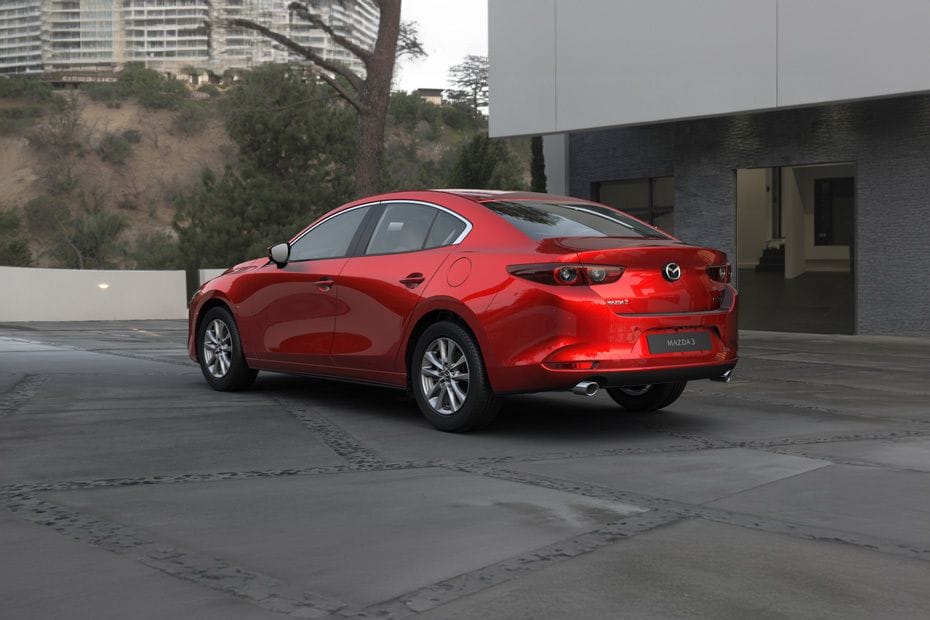 Rear Cross Side View of Mazda 3 Sedan