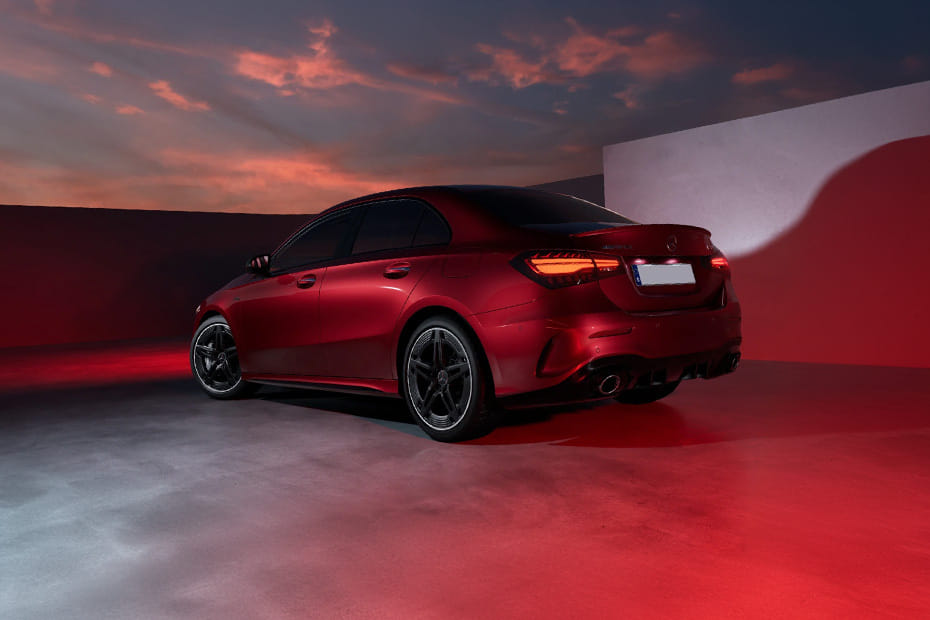 Rear Cross Side View of Mercedes-Benz AMG A-Class Sedan