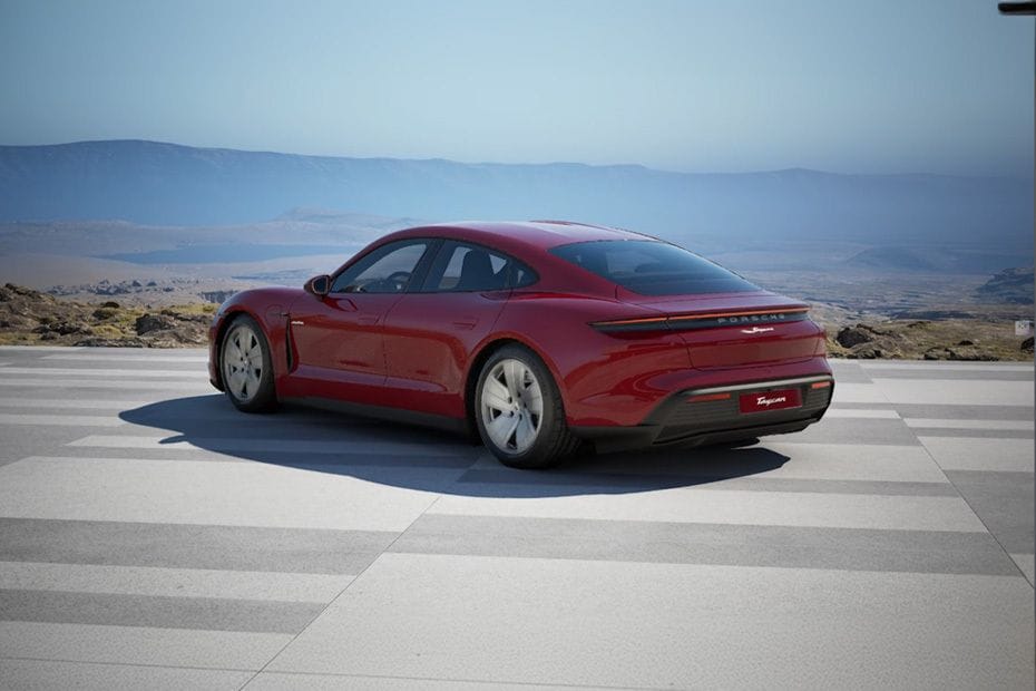 Rear Cross Side View of Porsche Taycan