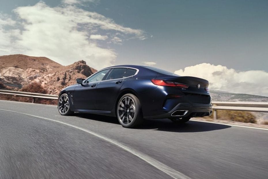 Rear Cross Side View of BMW 8 Series Gran Coupe