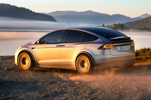 Rear Cross Side View of Tesla Model X