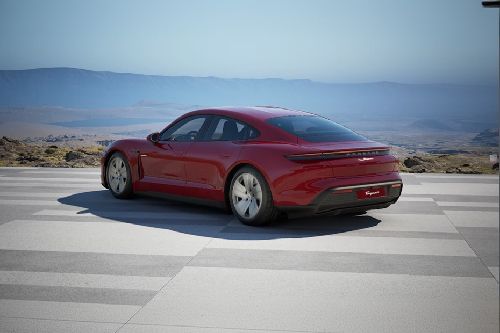 Rear Cross Side View of Porsche Taycan