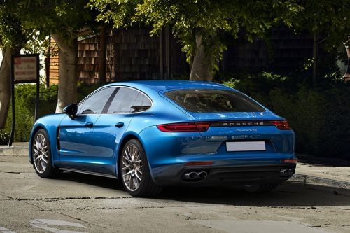 Rear Cross Side View of Porsche Panamera