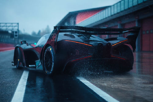 Rear Cross Side View of Bugatti Bolide