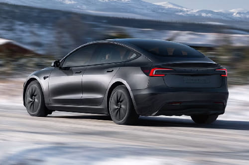 Rear Cross Side View of Tesla Model 3